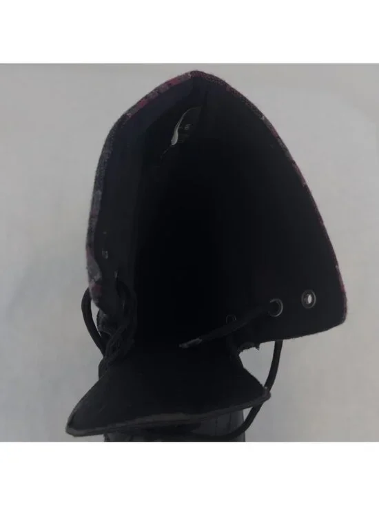 ETC Rue21 Combat Boots Womens Size Large 8/9 Plaid Trim Black Faux Leather - Picture 8 of 12